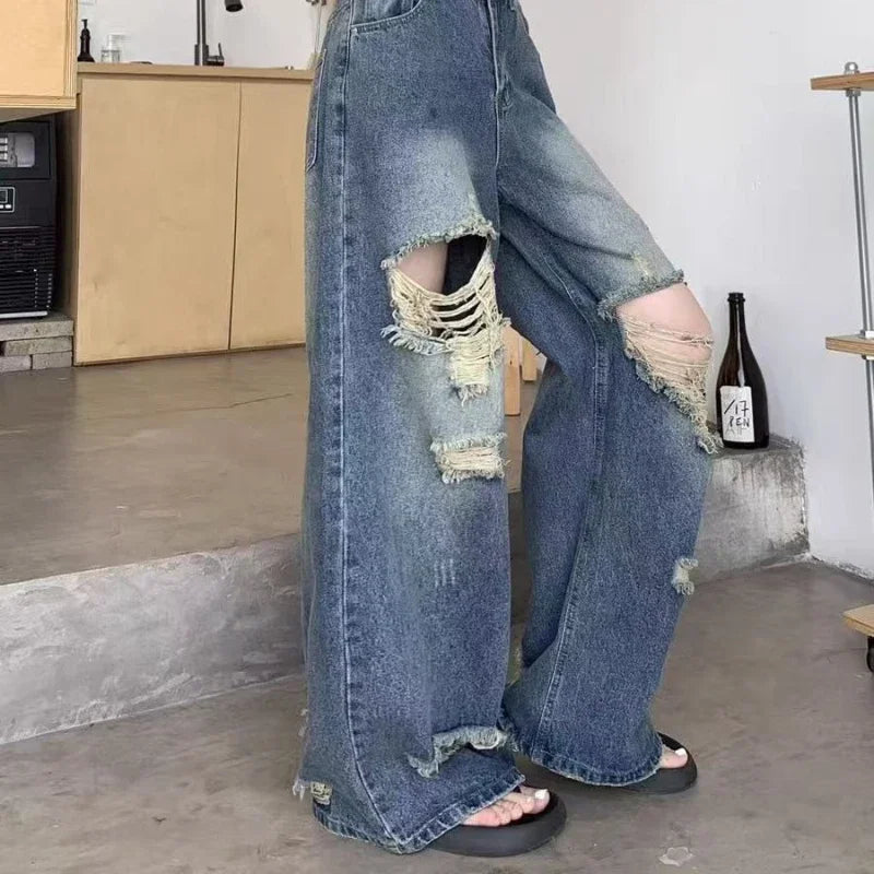 Casual Denim Jeans Vintage Straight Trousers
