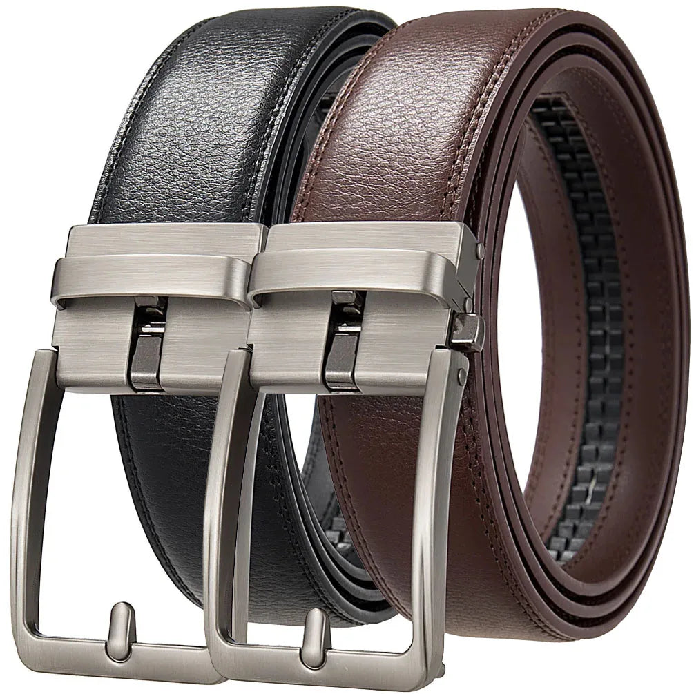 Click Belts for Men Automatic Buckle Genuine Leather Men's Waist Male Strap