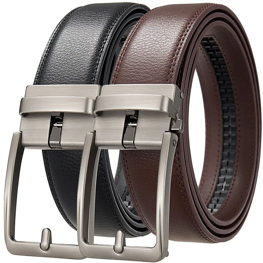 Click Belts for Men Automatic Buckle Genuine Leather Men's Waist Male Strap