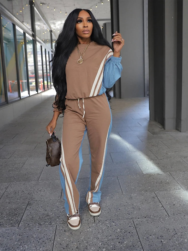 Sweatsuits for Woman  Sports Fashion Full Sleeve Sweatshirt and Drawstring