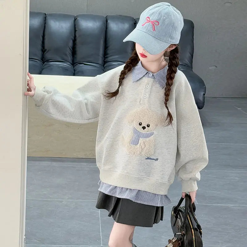 Sweatshirt Girls Two-Piece Polo Hoodie