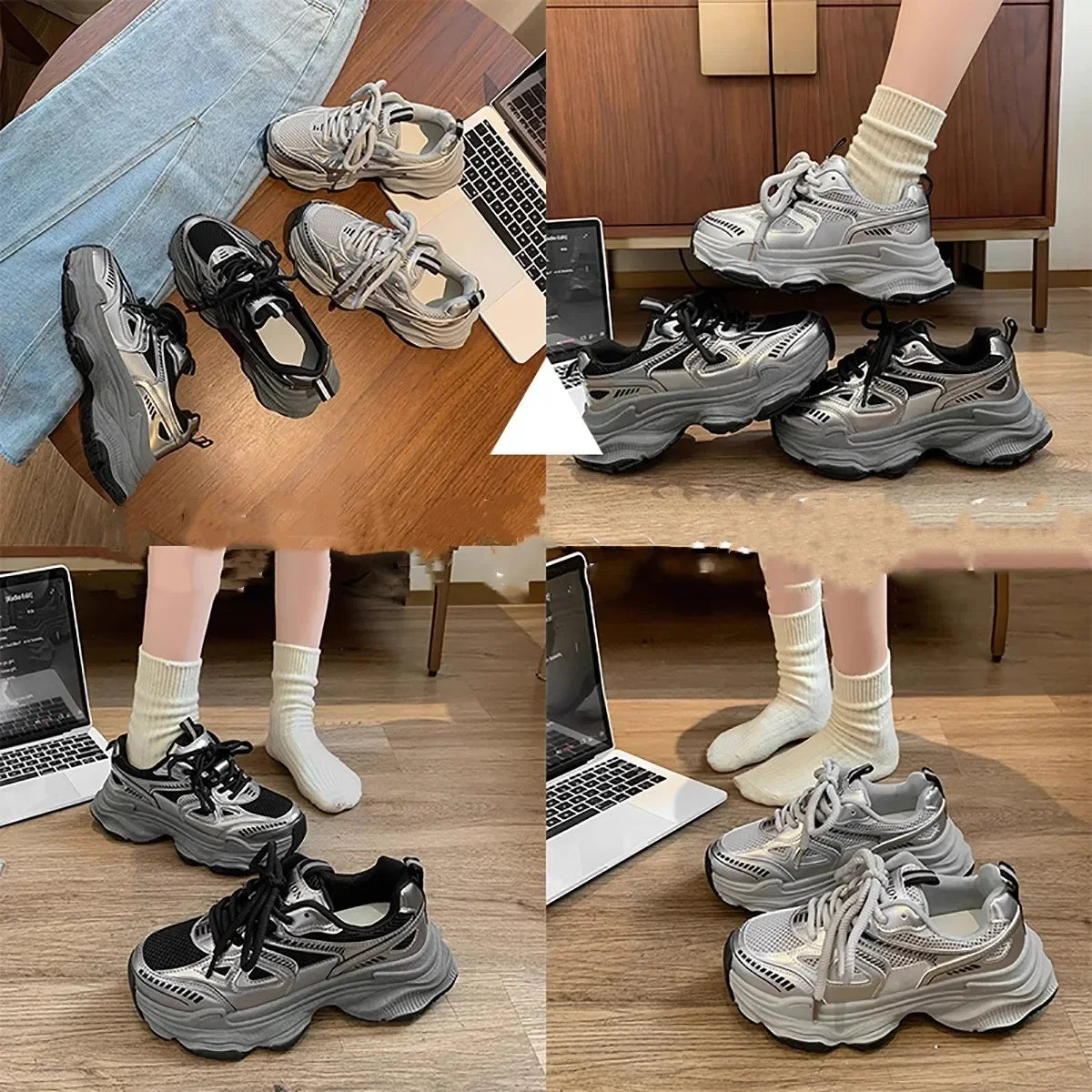 Platform Sneakers for Women Casual Non Slip Thick Sole Sports Shoes