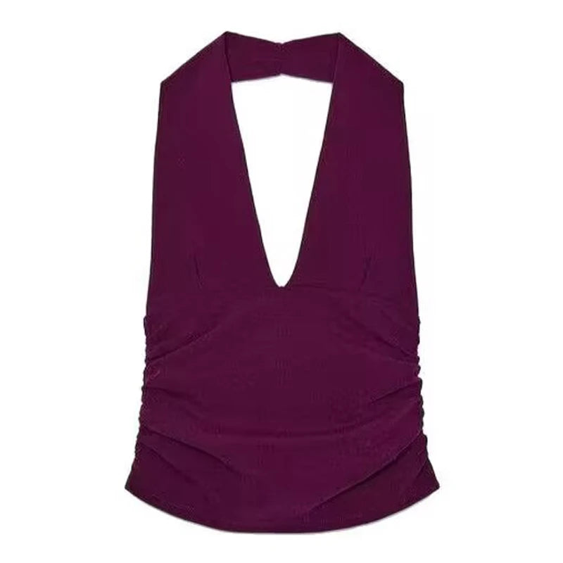 Women's Two Pieces Set Sexy Backless Halter Top Summer Set