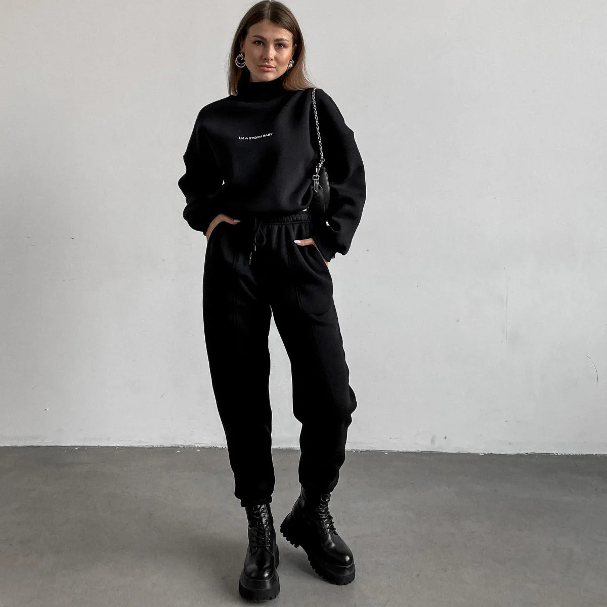 Sweatshirt  pant Women Letter Print Two Piece Set