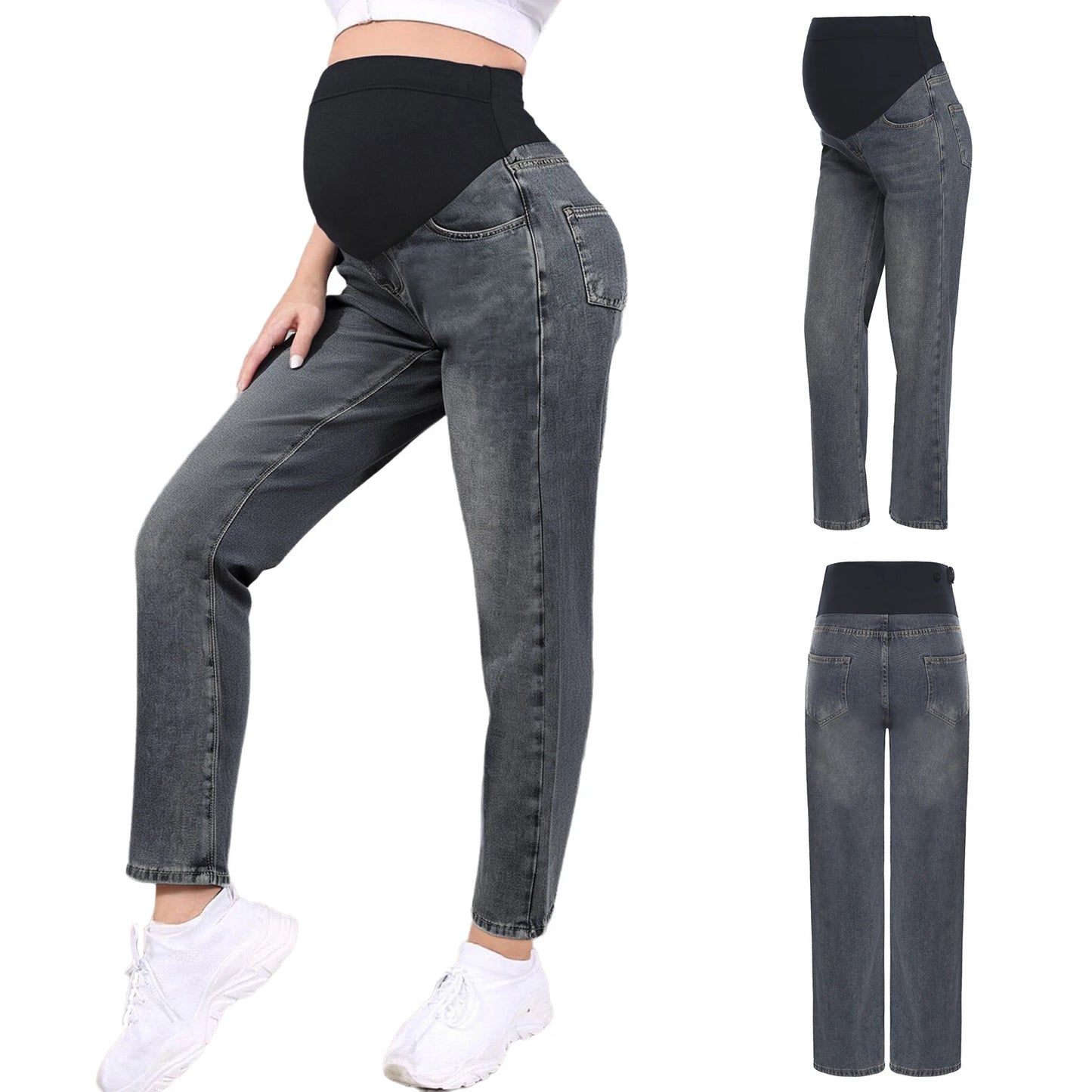 Maternity Jeans Pregnant Women Clothing High Waist Wide-Leg Denim Pants