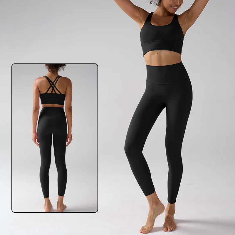 Women's Yoga Set Workout Set 2 Piece High Waist Yoga Leggings