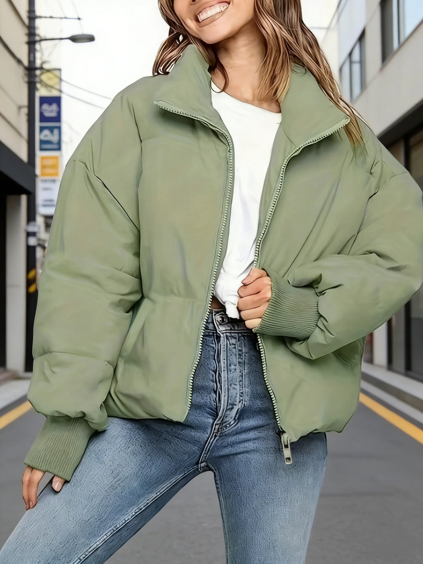 Thickened Oversized Cropped Puffer Jacket