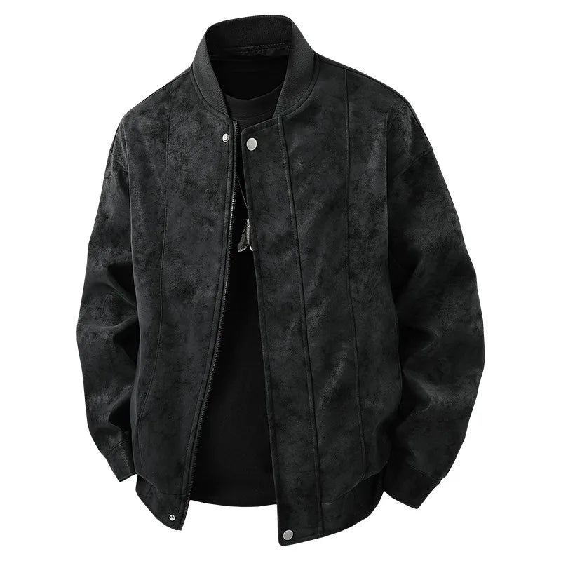 Mens Leather Jacket Suede Waterproof