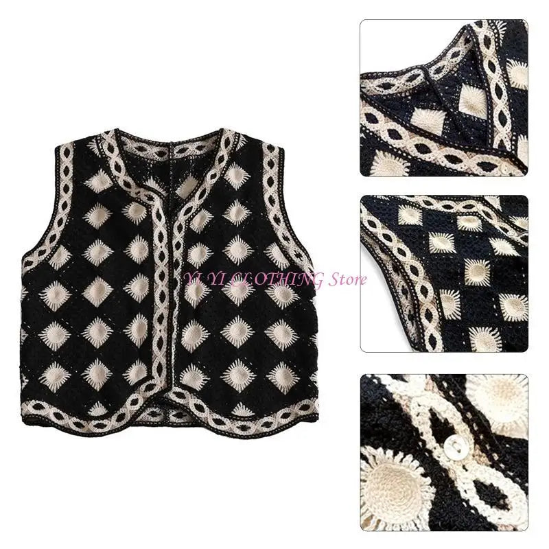 Plaid Sleeveless Sweater Vest V Neck Waistcoat