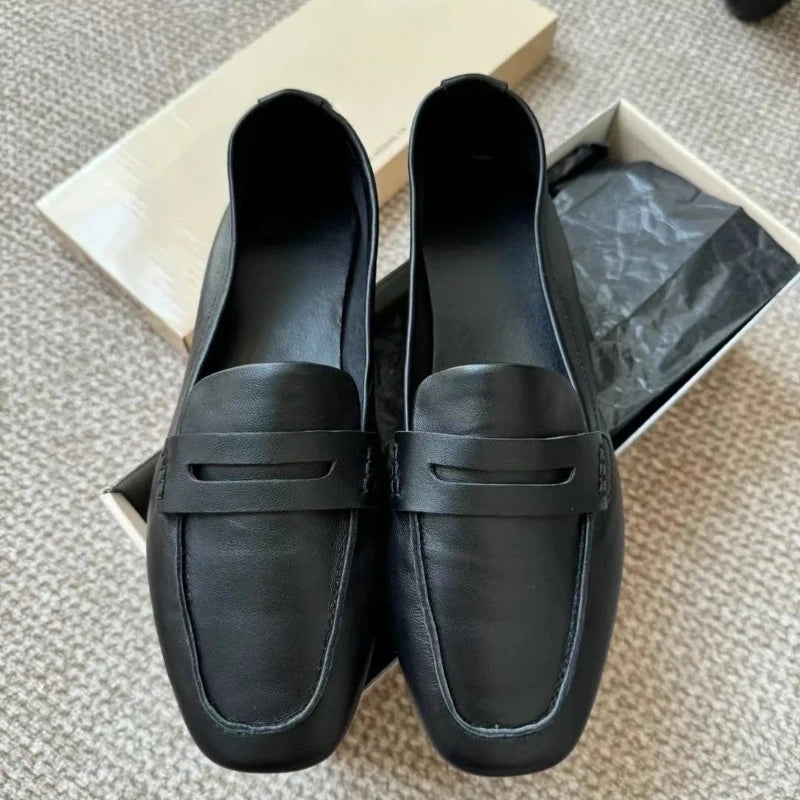 Loafers Woman Leather Mocassins  Casual Flat Shoes