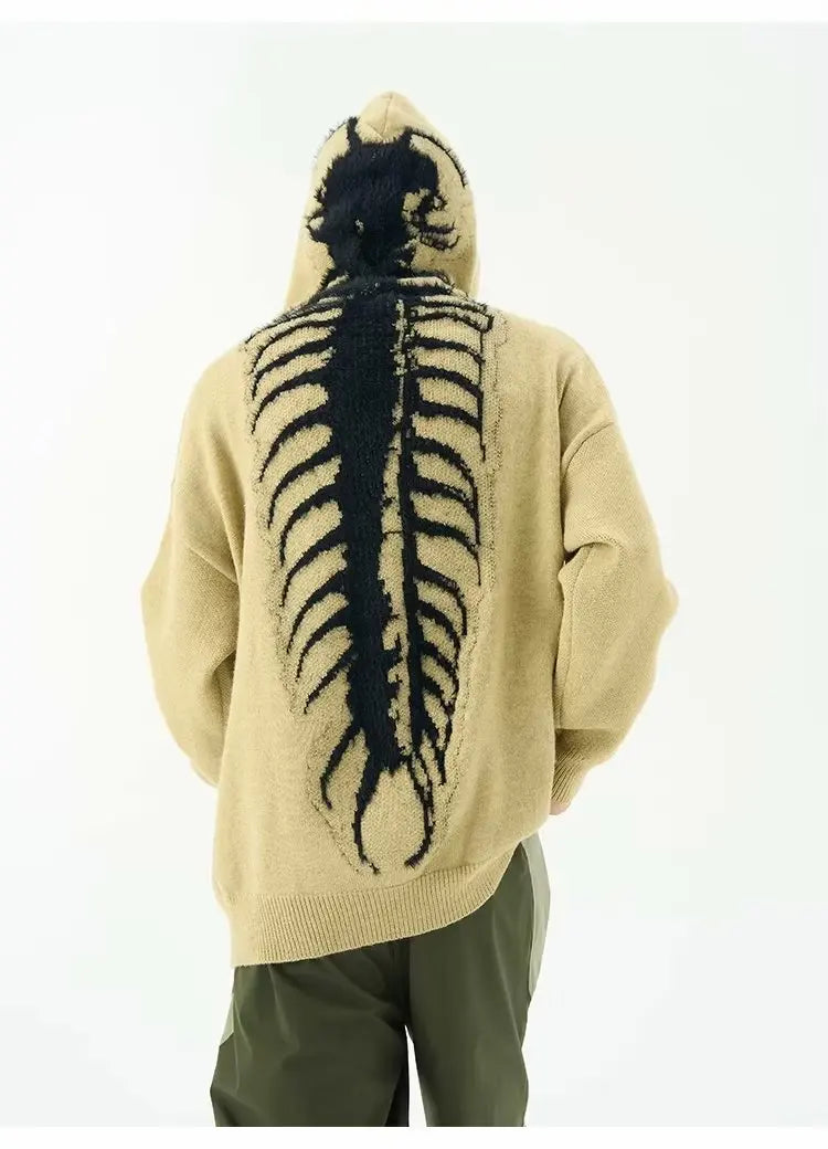 Men's American Lazy-Style Sweater: Hooded Loose Knitwear with Unique Design