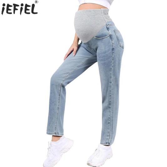Maternity Jeans Pregnant Women Clothing High Waist Wide-Leg Denim Pants