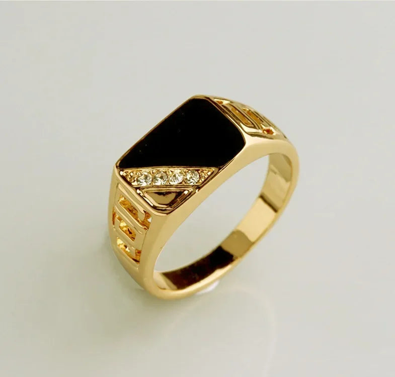 New Metal Glossy Rings for Men Geometric Width Signet Square Finger Punk Style Fashion Ring