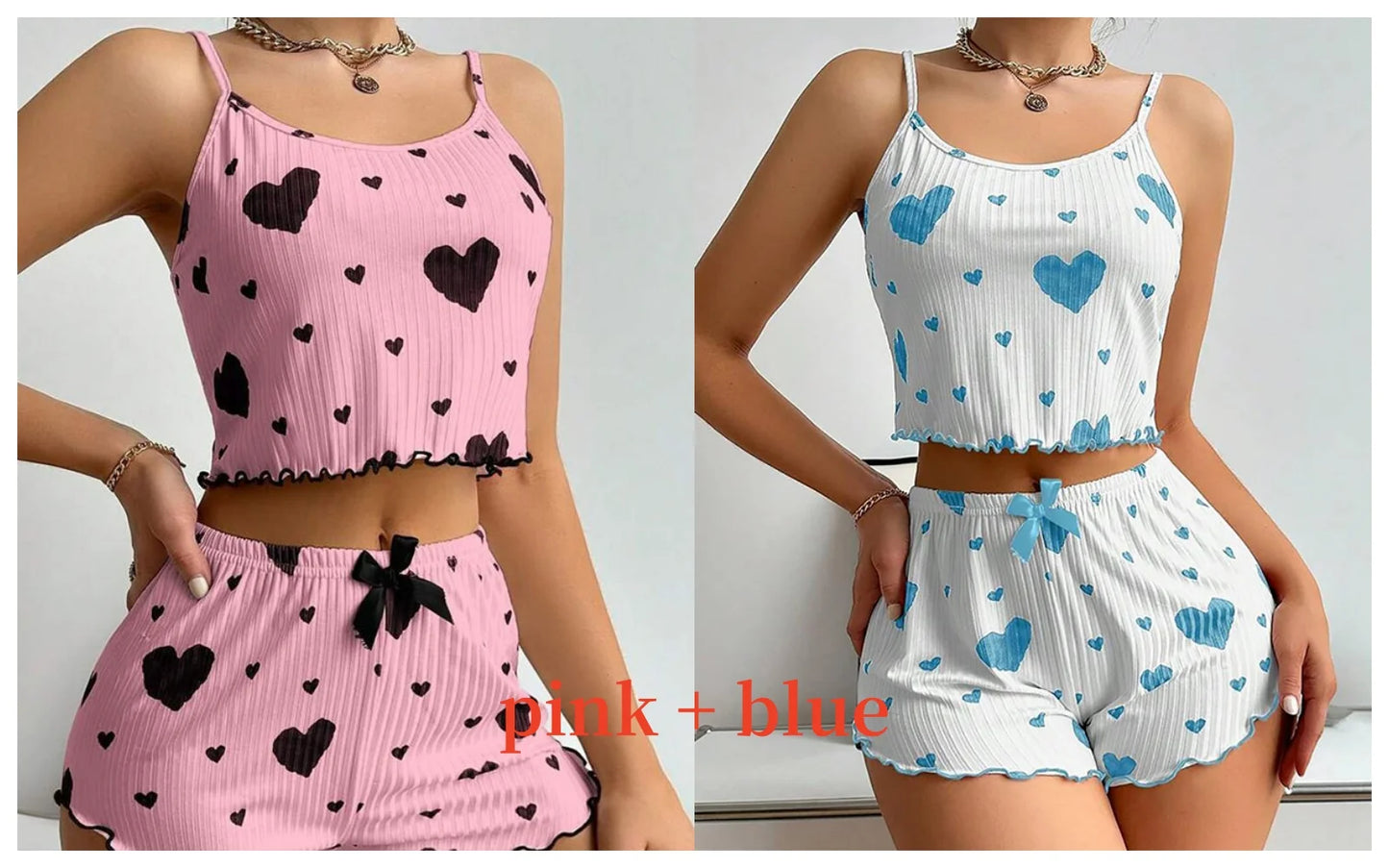 Women's Pajamas Set Sleepwear 2 PCS Short Tank Tops And Shorts