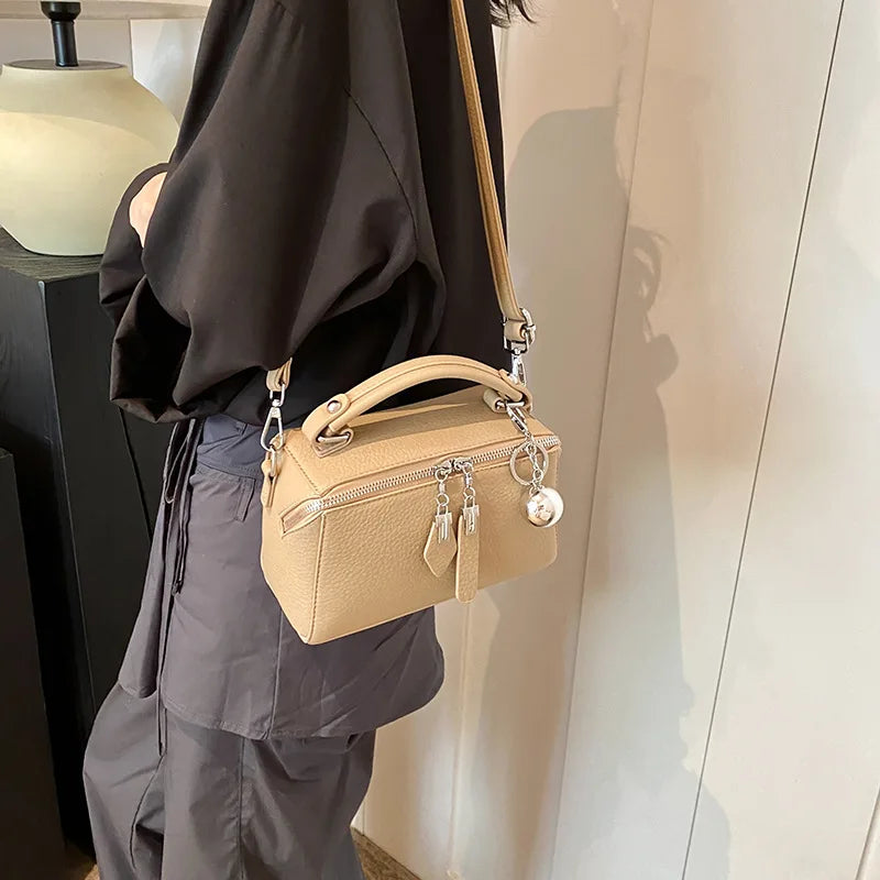 Fashion Tote Bag for Women Retro Simple Boston Bag Small Square Shoulder Bag Crossbody Purse