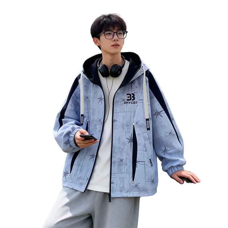Hooded JacketLoose Fit Casual Coat  Versatile Wear for Teens Students