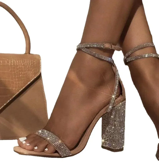 Heel Sandals Women Rhinestone Sexy Transparent High Heels Sandals