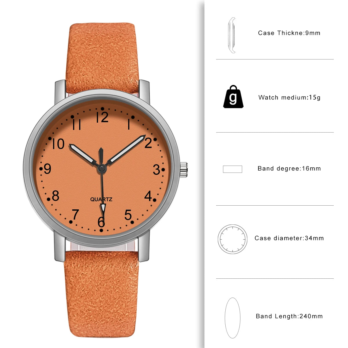 Vintage Women Leather Strap Wristwatch Quartz