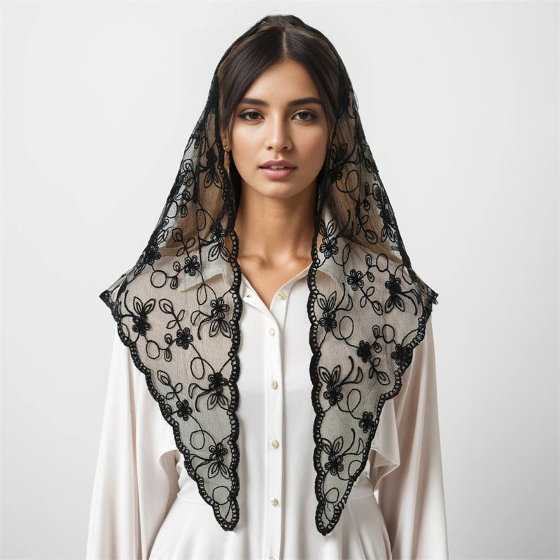 Lace Hair Scarf Women Retro Triangle Hair Band Strap