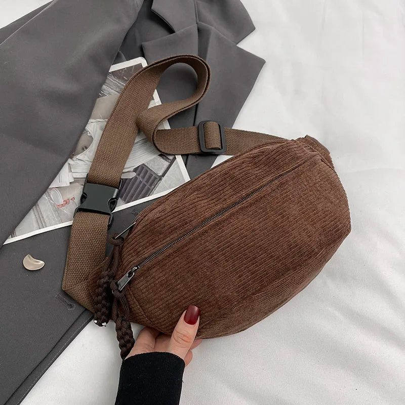 Casual Corduroy Belt Bags for Women