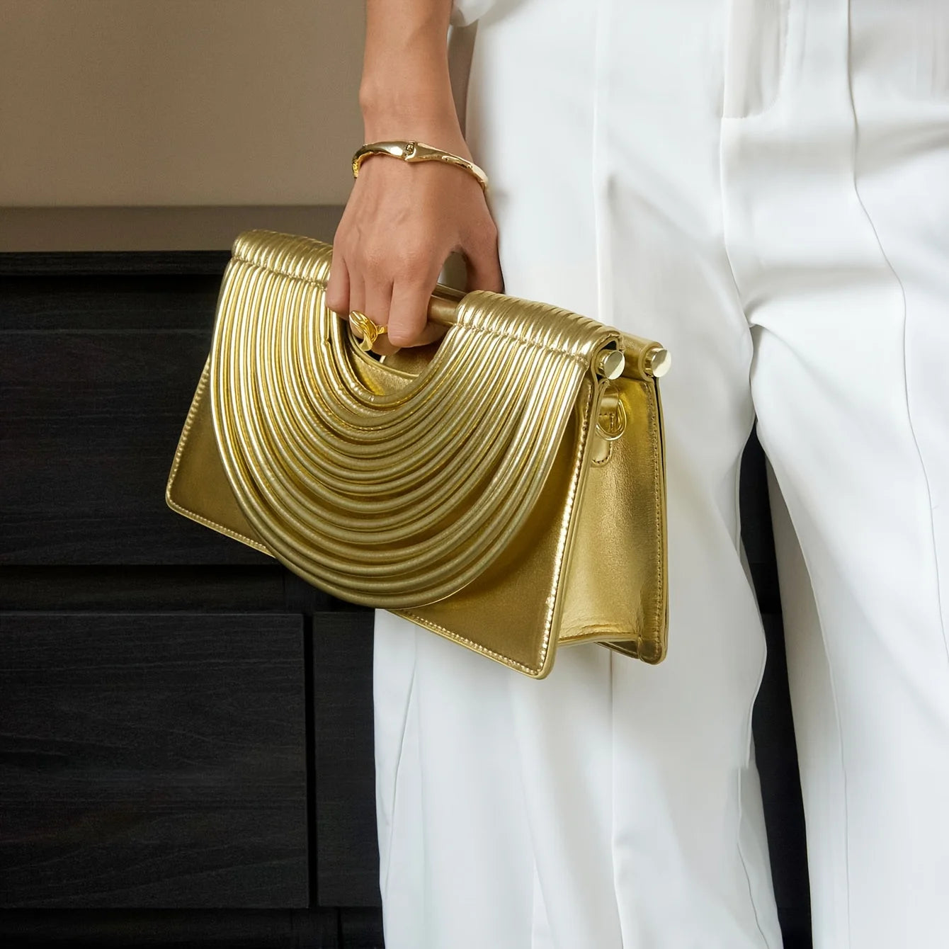 Handbags for Women Gold Luxury Designer Brand Handwoven Noodle Bags