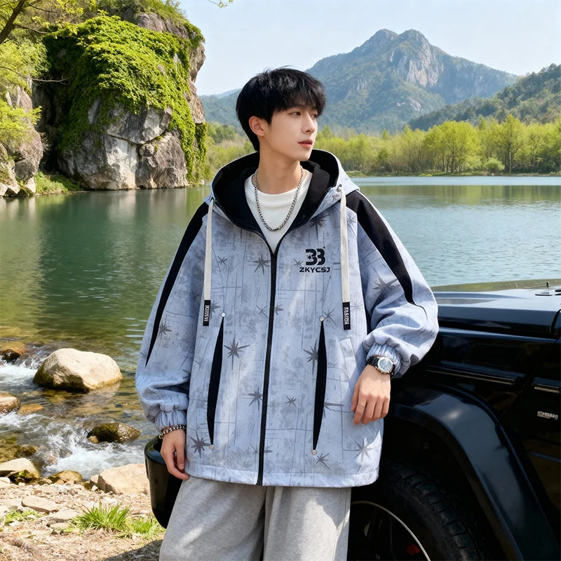 Hooded JacketLoose Fit Casual Coat  Versatile Wear for Teens Students