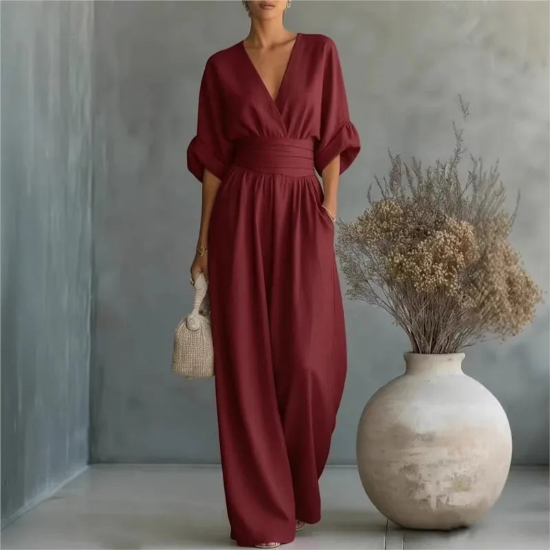 Women's Jumpsuit  High Waist V-neck  Casual Daily Business Rompers
