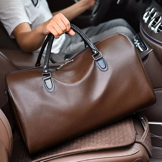 Men's Business Travel Bags Leather Large Capacity Handbags