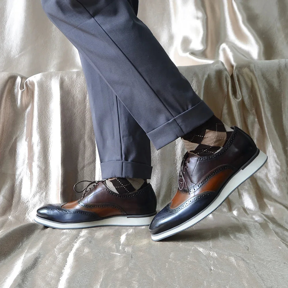 Men's Dress Sneakers Genuine Leather Italian Casual Formal Shoes
