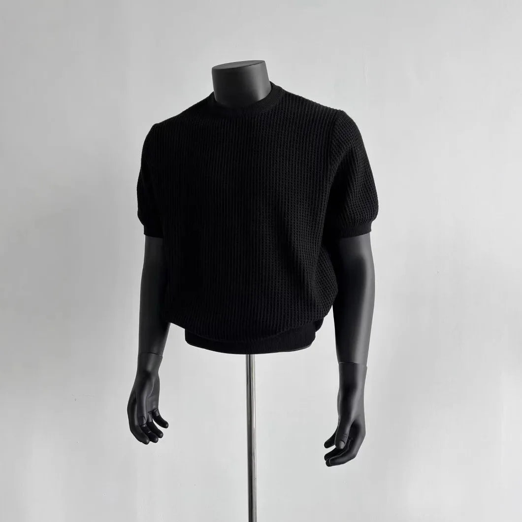 Knitting Sweater Men's Short Sleeve Knit Tee