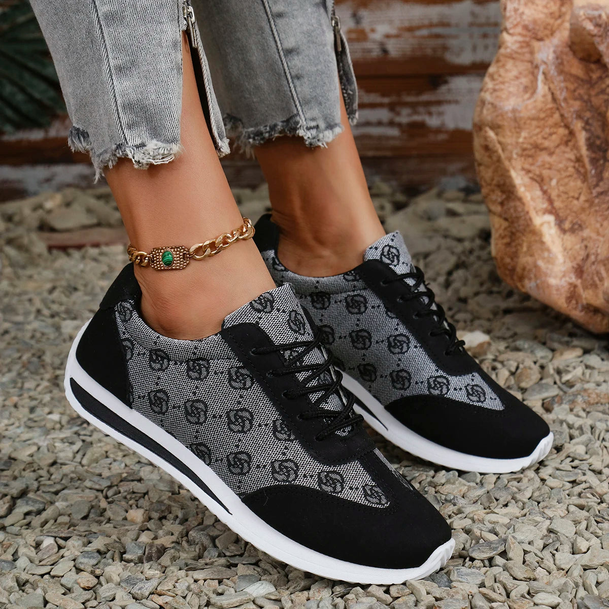 Women Fashion SneakersCasual Comfortable Lace Up Walking Shoes