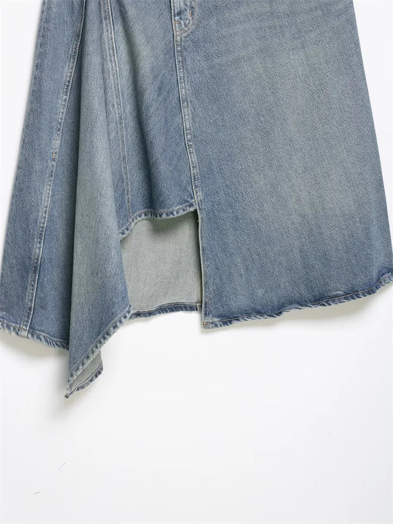 Asymmetrical Denim Skirt for Women Stylish Casual Chic Female Skirts