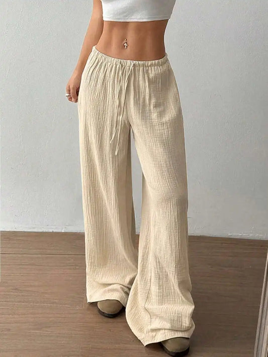 Womens Low Rise Palazzo Pants Casual Straight Long Pants