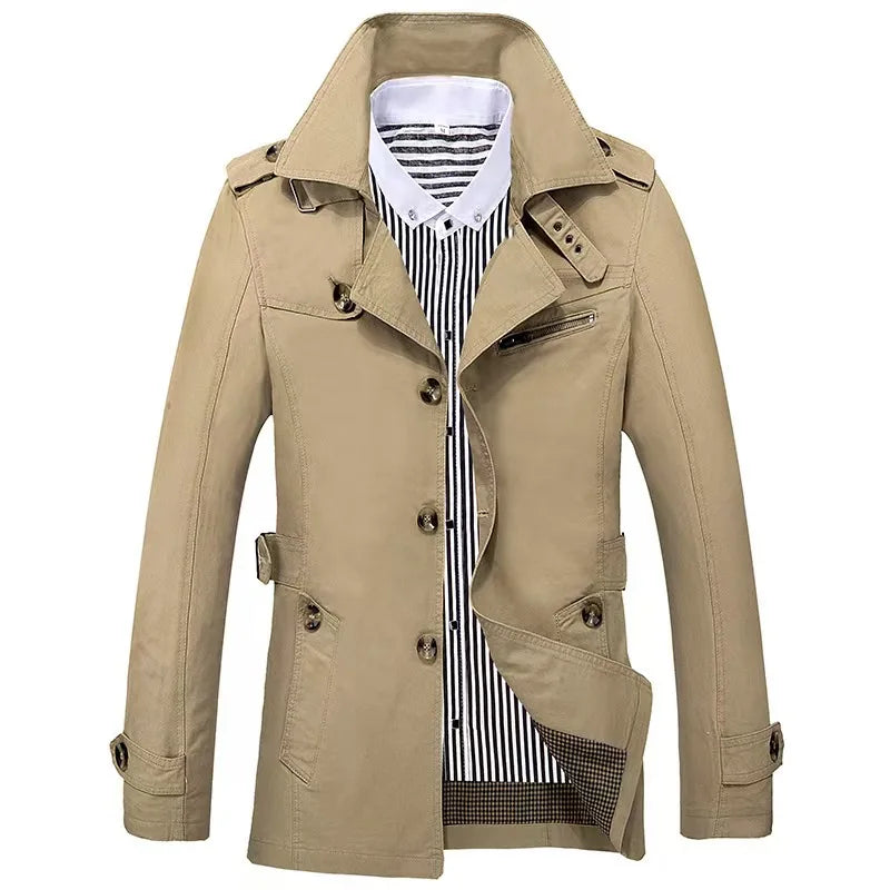 Mens Business Windbreaker Long Jackets