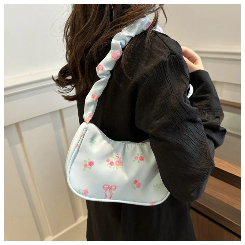 Women's Bags 2025 Summer Nylon Pleated Handbags Armpit Bag