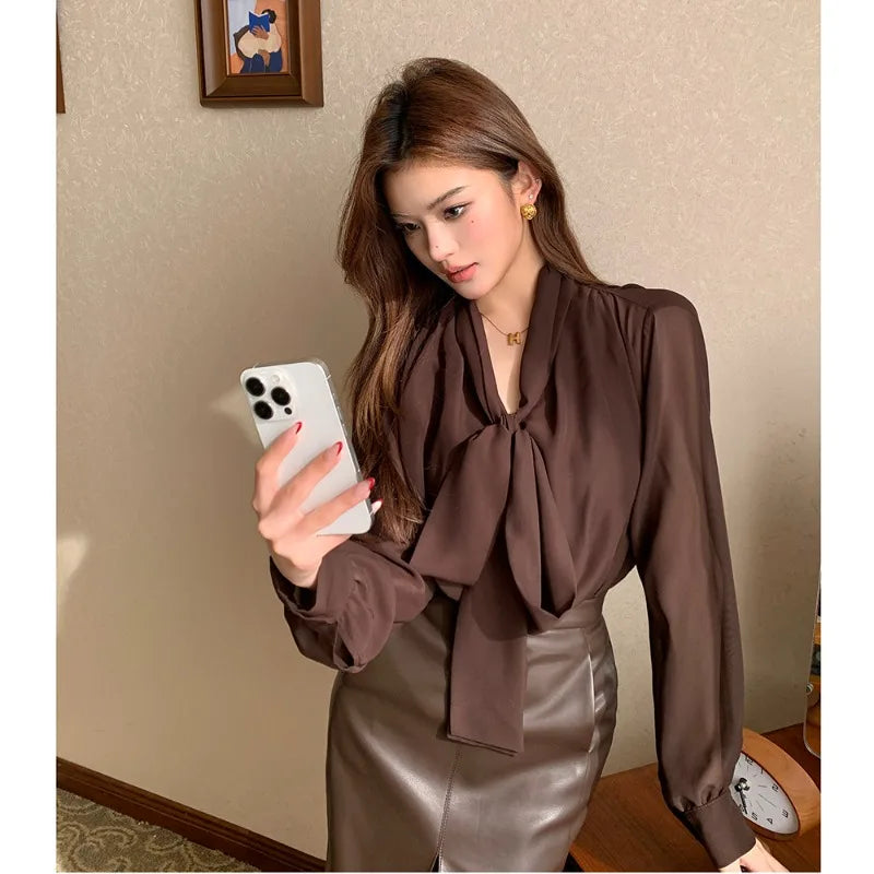 Women's Blouses Solid Vintage Shirts Fashion