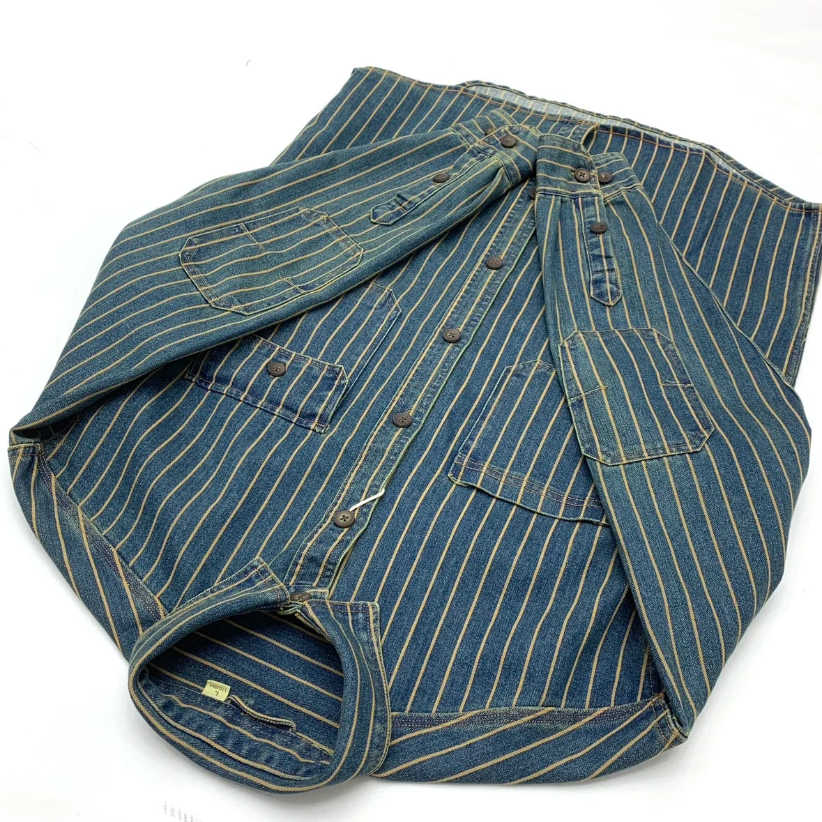 Retro Heavyweight Striped Denim Shirt Jacket