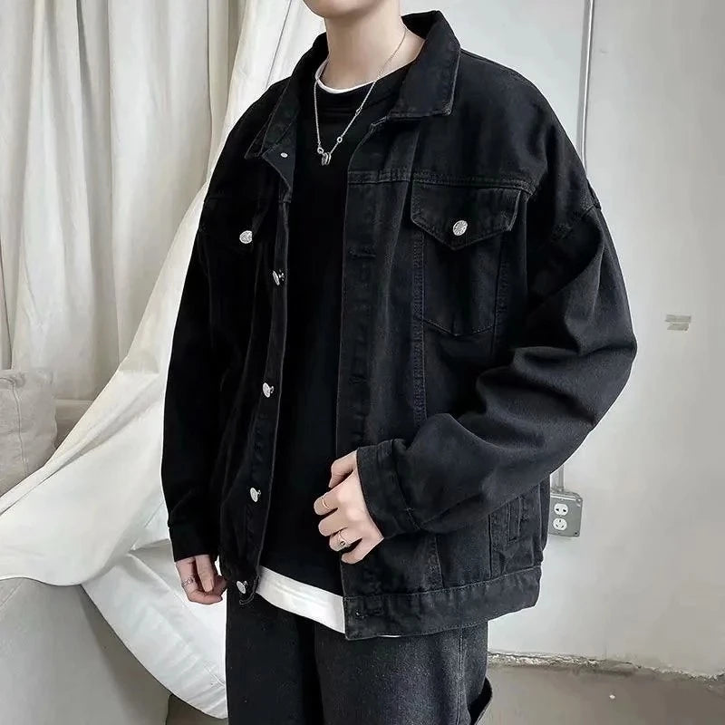 Black Denim Short Jacket Men