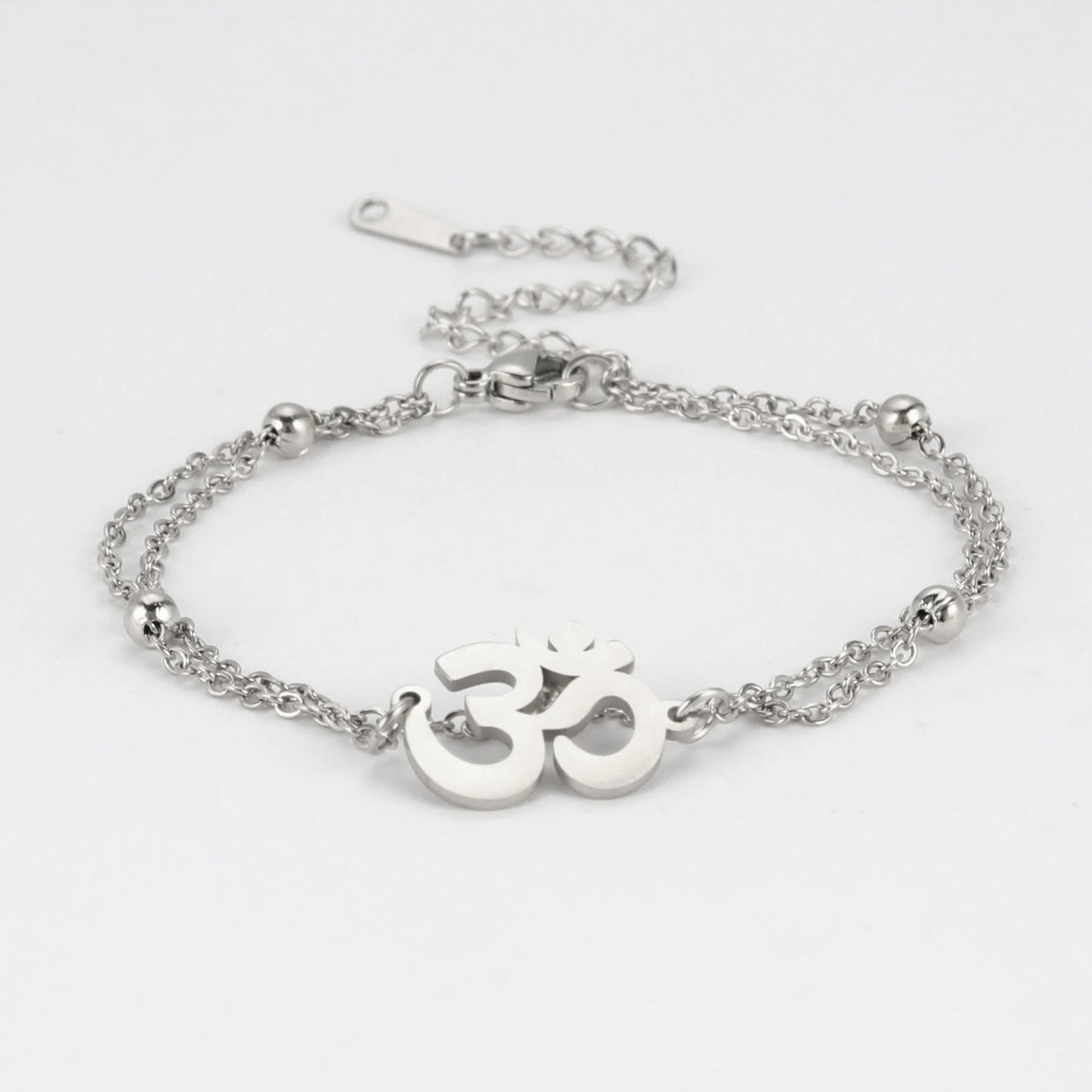 Cross Pendant Bracelets Stainless Steel Double Layer Chain