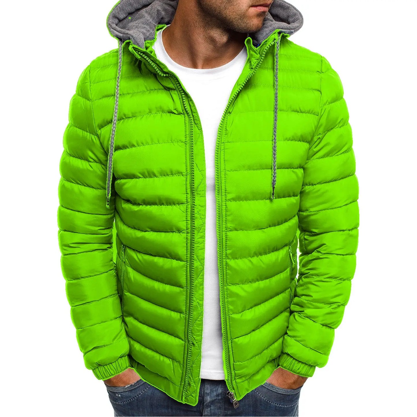 Parkas Solid Hooded Cotton Coat Jacket