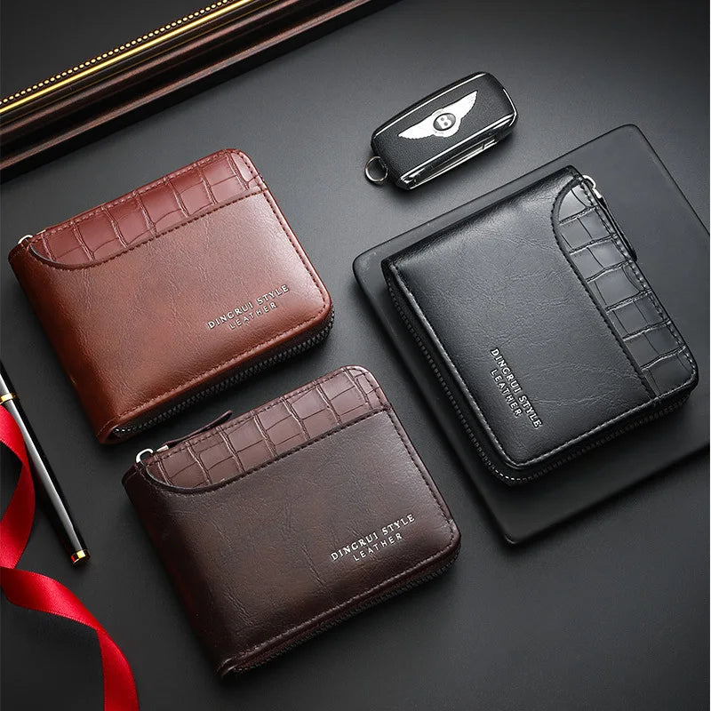 Leather Men’s Wallet Luxury Mens Purse Male Zipper Card Holders