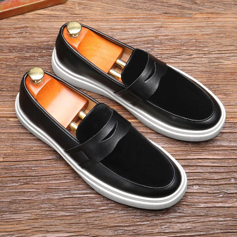 Suede Leather Loafers Thick Sole