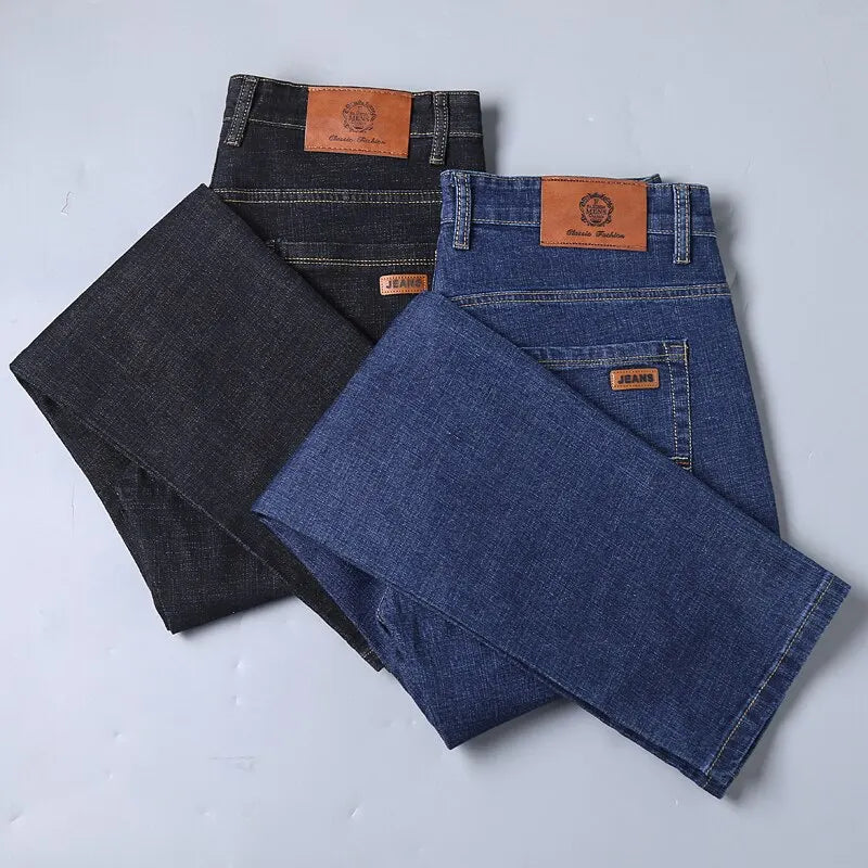 Men Classic Jeans  SOveroft Black Biker Denim
