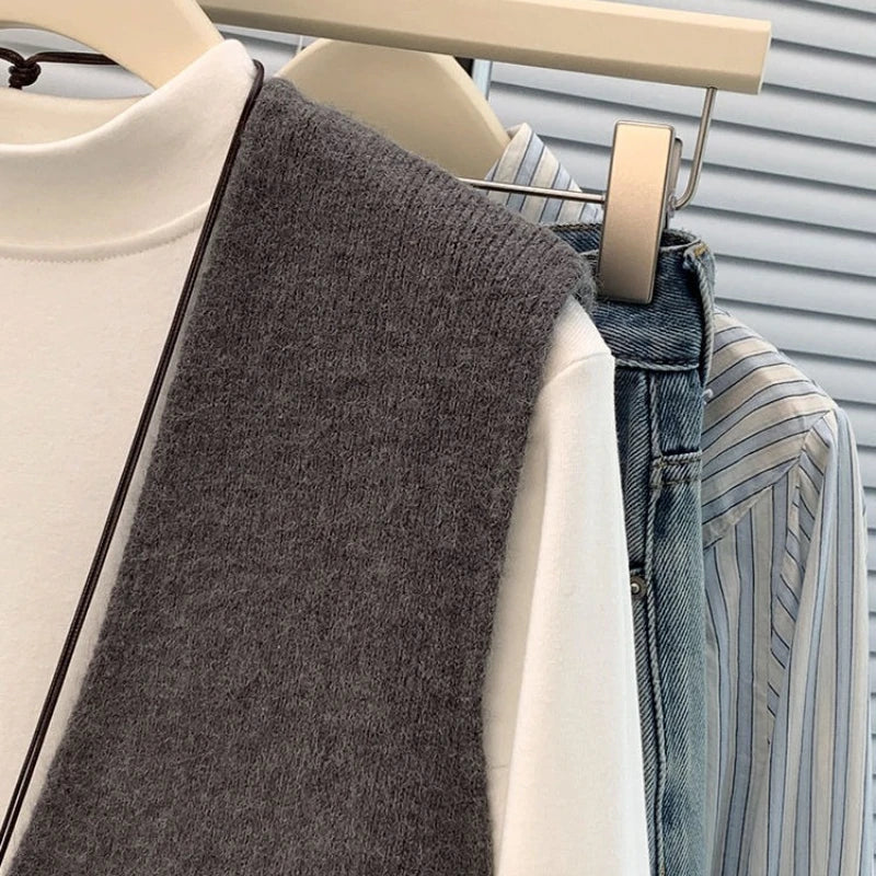 Women's Soft Knitted Vest Button deep V-Neck Sleeveless Fall Cardigan