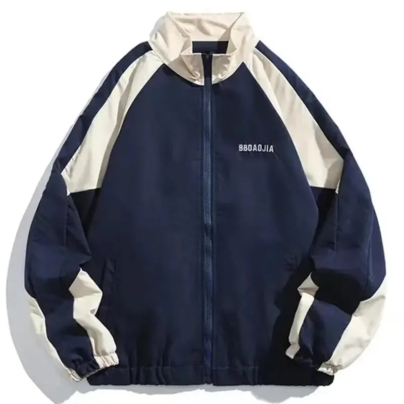 Men‘s Varsity Jacket Hip Hop High Street Patchwork Color Block Windbreaker Coats