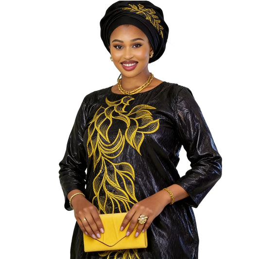 African Dresses For Women Luxury Boubou Material Rich Embroidery Design
