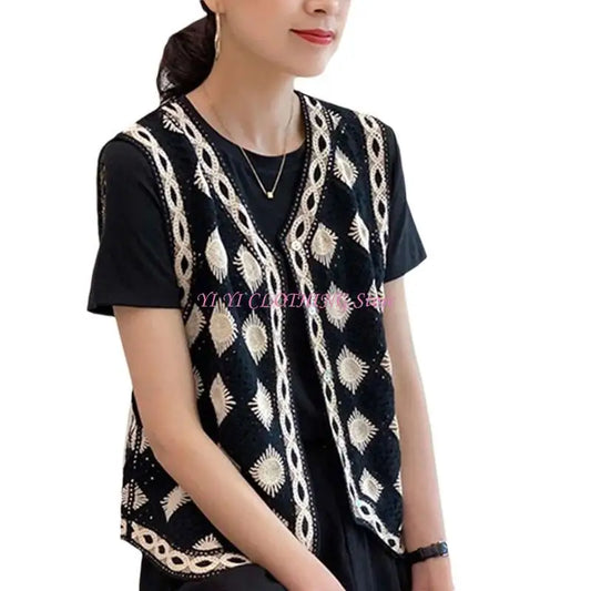 Plaid Sleeveless Sweater Vest V Neck Waistcoat