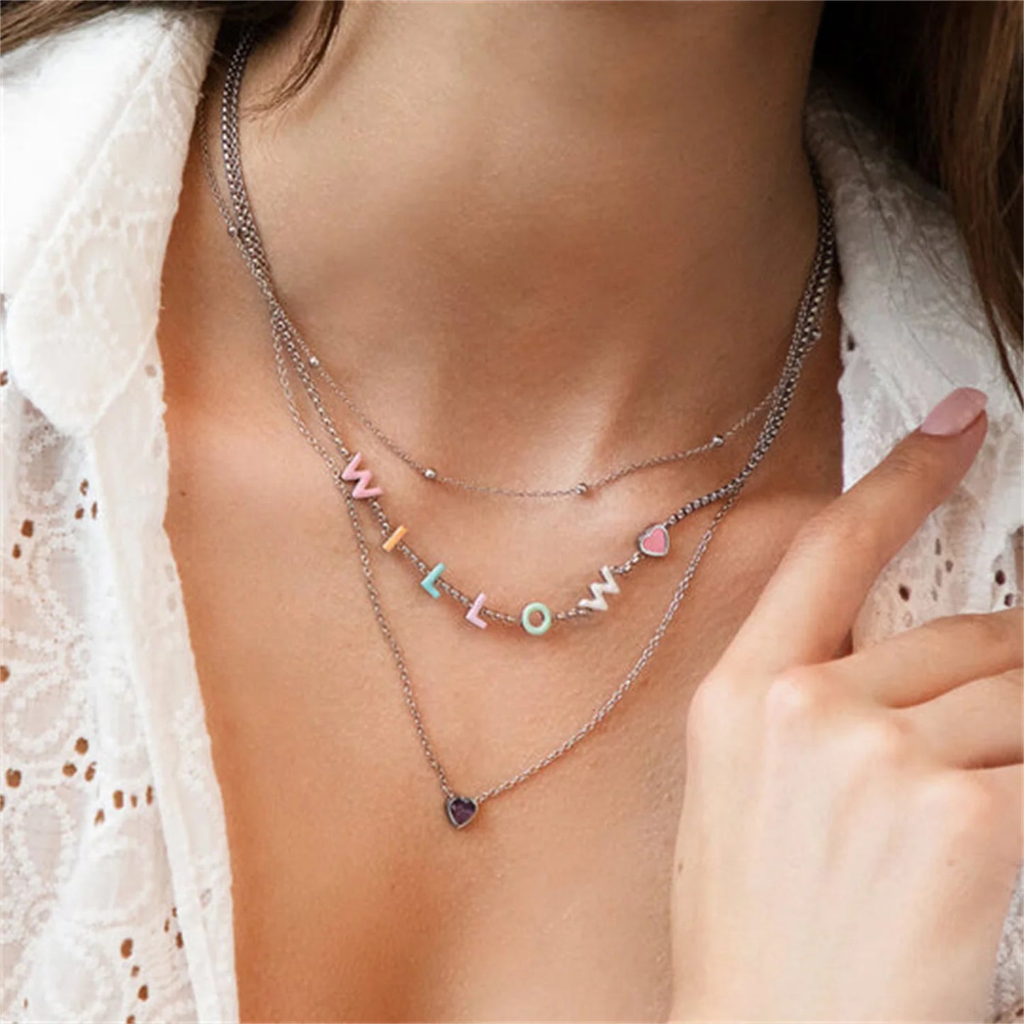 Custom Enamel Name Necklace