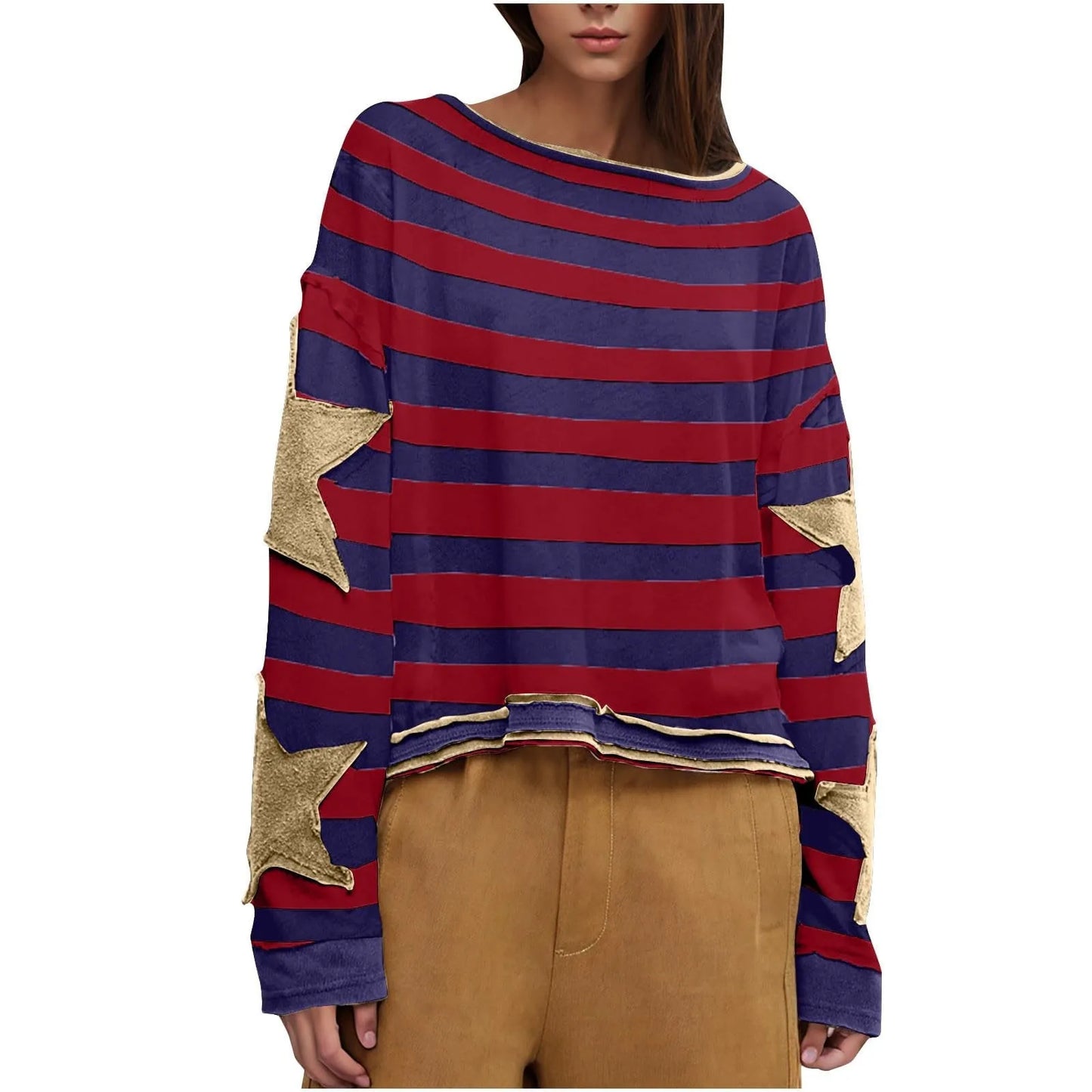 Women's Oversized Sweatshirt Graphic Sweater Long Sleeve Round Shirt Tops