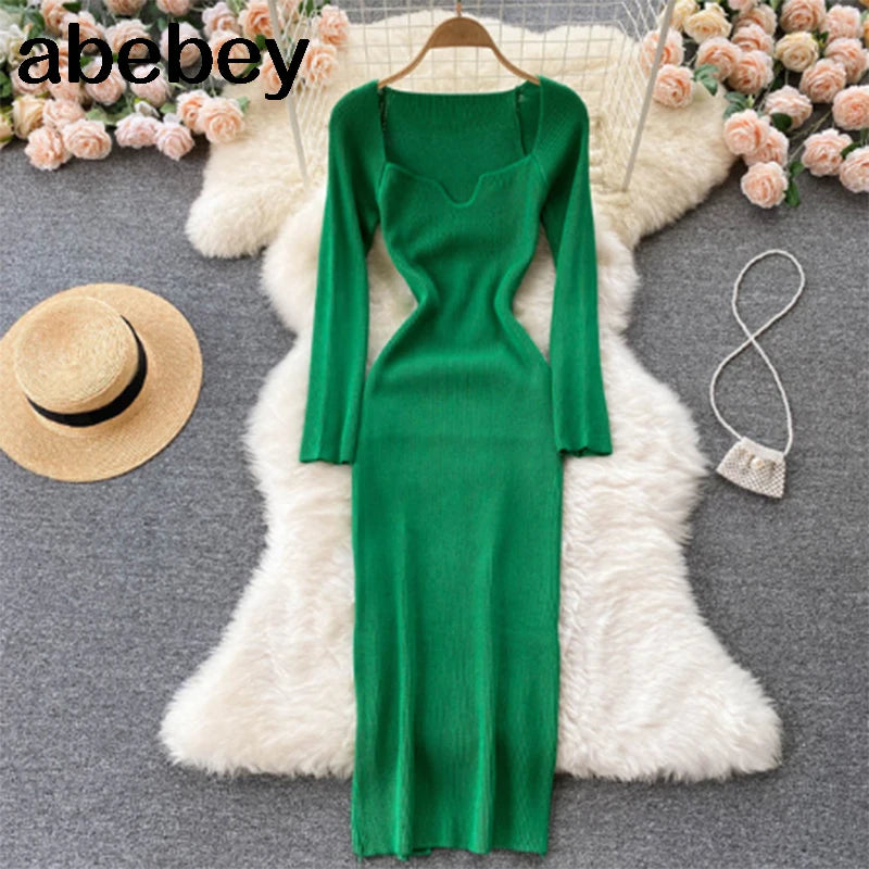 Sexy Strapless Ribbed Knitted Bodycon Dress